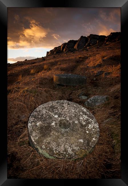 Millstone below Stanage Edge Framed Print by Andrew Kearton