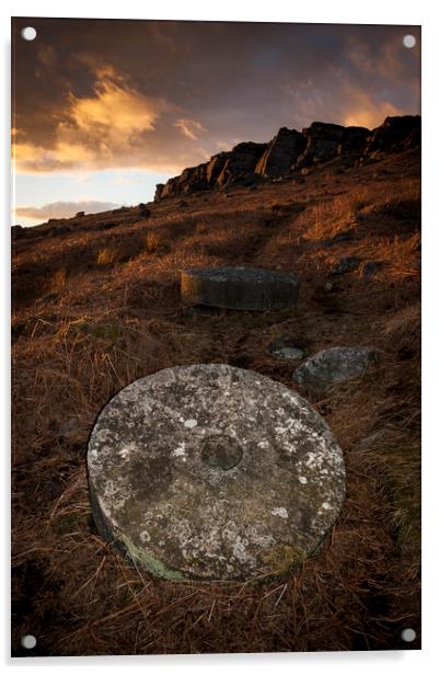 Millstone below Stanage Edge Acrylic by Andrew Kearton