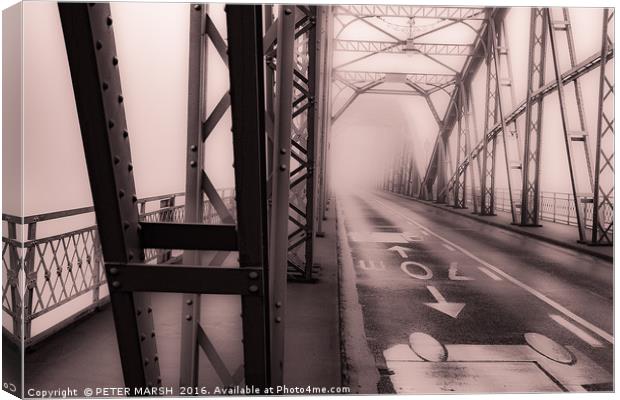 Misty Bridge Canvas Print by PETER MARSH