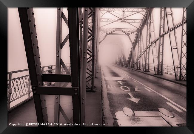 Misty Bridge Framed Print by PETER MARSH