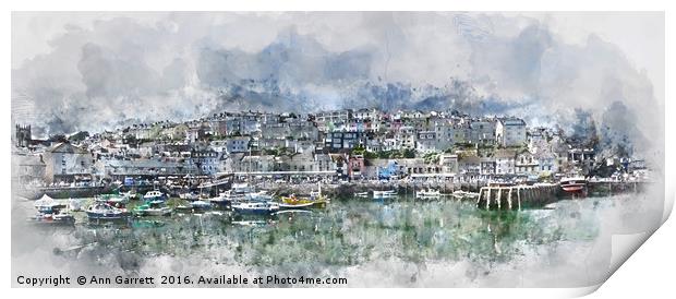 Brixham Harbour - Panoramic Print by Ann Garrett