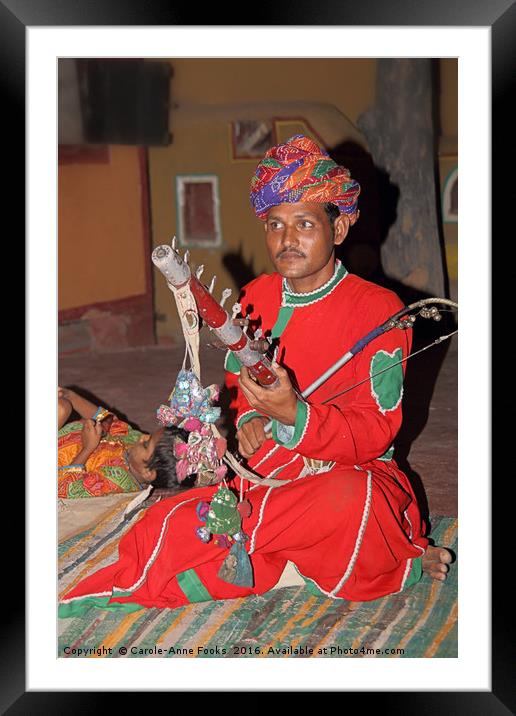 Musician at the Chocki Dani Village in Rajasthan,  Framed Mounted Print by Carole-Anne Fooks