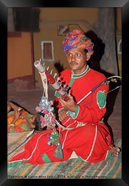 Musician at the Chocki Dani Village in Rajasthan,  Framed Print by Carole-Anne Fooks