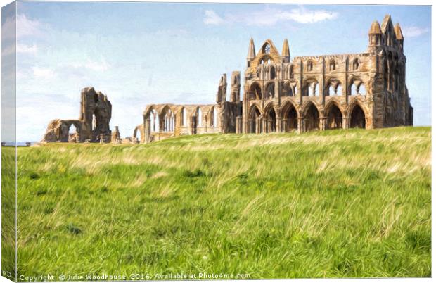 Whitby Abbey Canvas Print by Julie Woodhouse