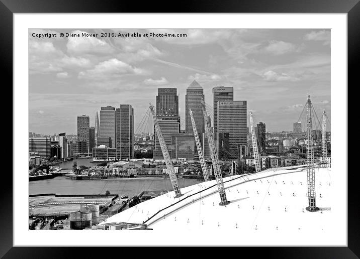 London skyline  02 arena Framed Mounted Print by Diana Mower