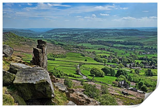 Curbar Edge with Blue Sky Print by Joyce Storey