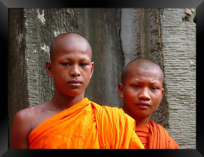 Cambodian Monks Framed Print by Michael Craddock