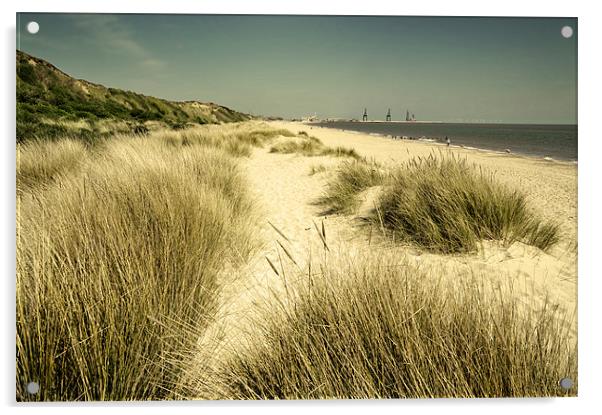 Hopton Beach looking towards Gorleston Acrylic by Stephen Mole
