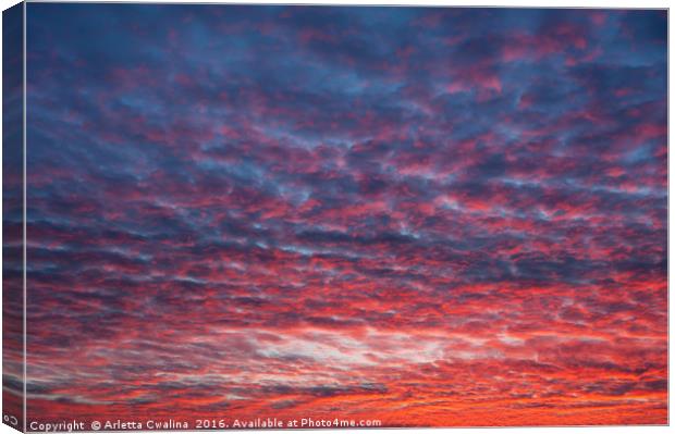 Spectacular red blue sunset sky Canvas Print by Arletta Cwalina