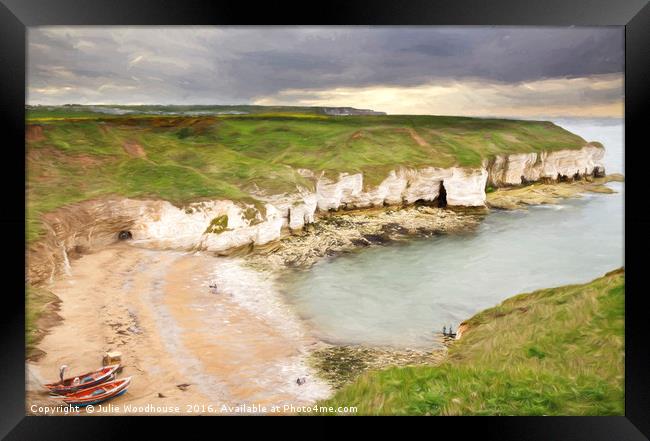 View from Flamborough Cliffs Framed Print by Julie Woodhouse