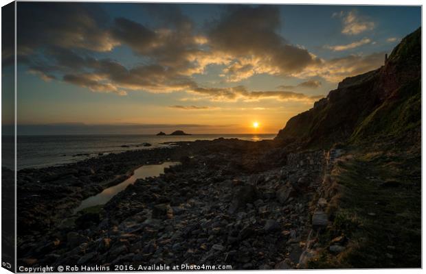 Cape Cornwall Sunset  Canvas Print by Rob Hawkins