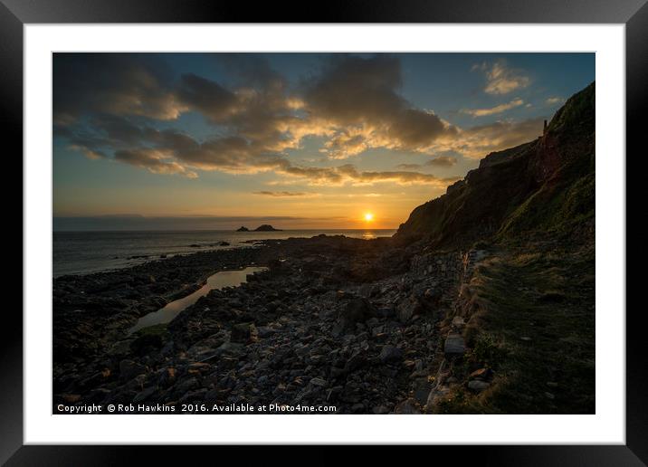 Cape Cornwall Sunset  Framed Mounted Print by Rob Hawkins