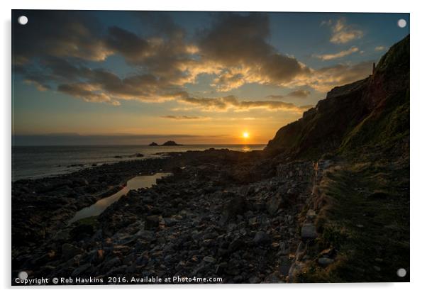 Cape Cornwall Sunset  Acrylic by Rob Hawkins
