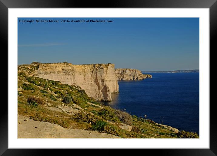 The Sanap Cliffs Gozo Framed Mounted Print by Diana Mower