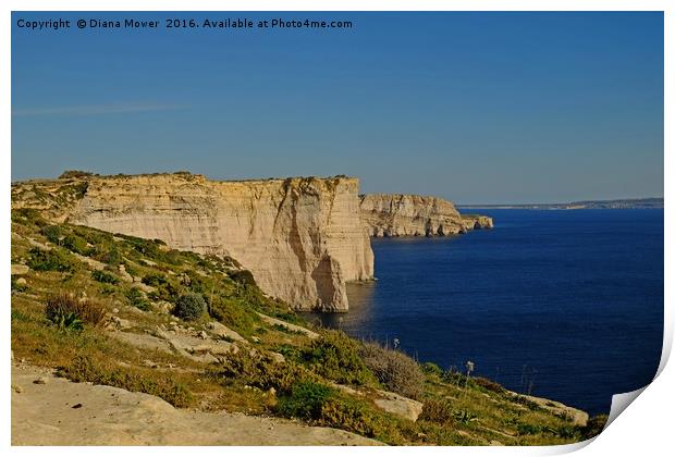 The Sanap Cliffs Gozo Print by Diana Mower
