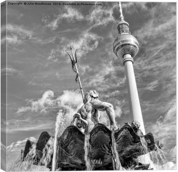 Berliner Fernsehturm and Neptunbrunnen Canvas Print by Julie Woodhouse
