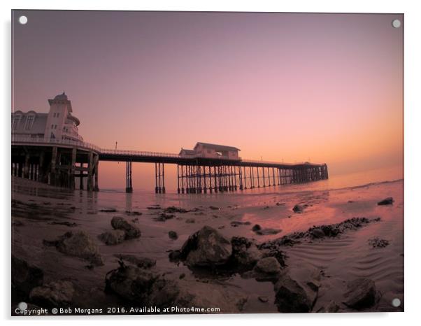 Penarth Pier Sunrise                               Acrylic by Bob Morgans