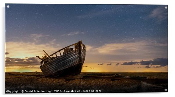 Old Dungeness Fishing Boat Under The Stars Acrylic by David Attenborough