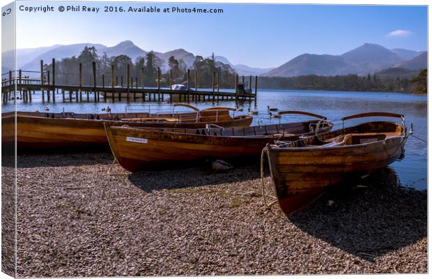 Rowing boats at Derwentwater Canvas Print by Phil Reay