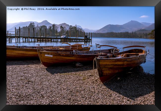 Rowing boats at Derwentwater Framed Print by Phil Reay