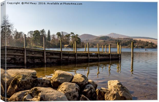 An empty jetty at Derwentwater Canvas Print by Phil Reay