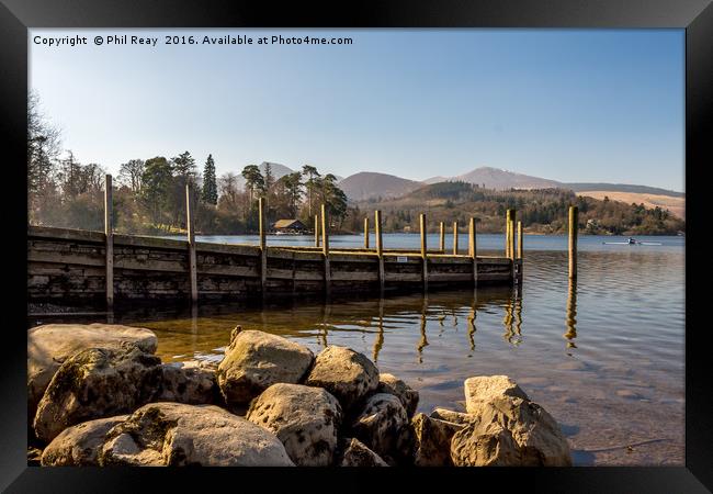 An empty jetty at Derwentwater Framed Print by Phil Reay