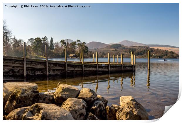 An empty jetty at Derwentwater Print by Phil Reay