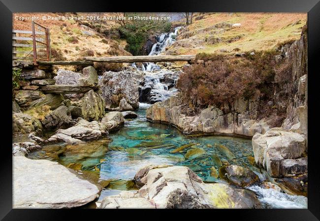 Cwm Llan Footbridge Snowdon Framed Print by Pearl Bucknall