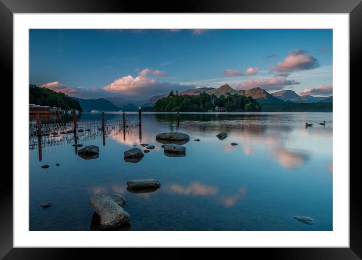 Catbells Dawn. Framed Mounted Print by Paul Andrews