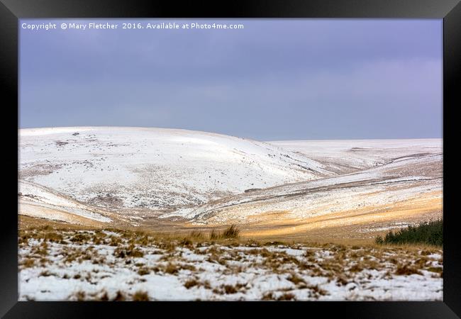Dartmoor in the Snow Framed Print by Mary Fletcher
