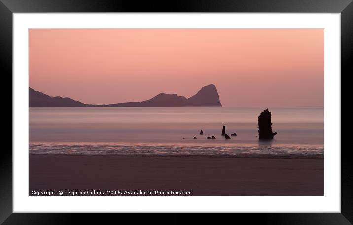 Sunset at Rhossili Bay South Wales Framed Mounted Print by Leighton Collins