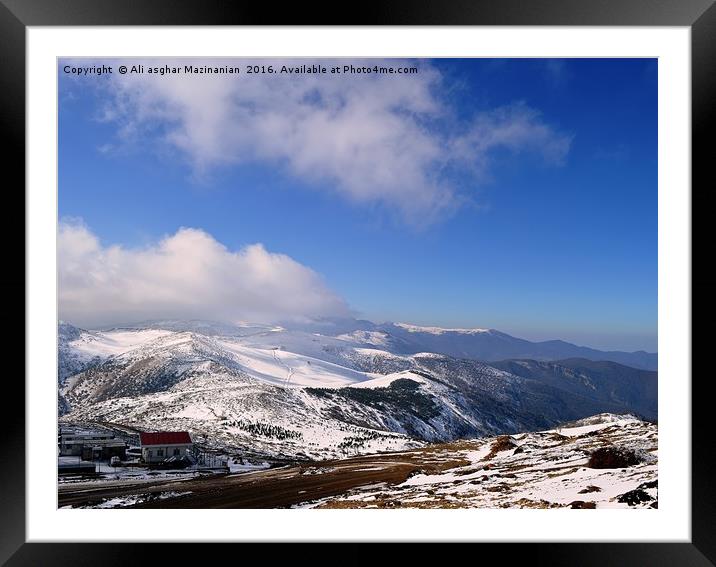 Under the blue cloudy sky on mountain , Framed Mounted Print by Ali asghar Mazinanian