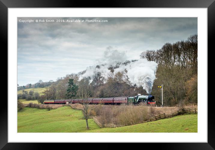 The Flying Scotsman steaming through the North Yor Framed Mounted Print by Rob Smith