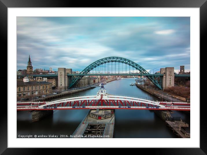 The Majestic Bridges of Tyneside Framed Mounted Print by andrew blakey