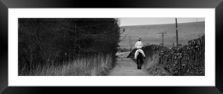 Horse rider on the lane Framed Mounted Print by Derrick Fox Lomax