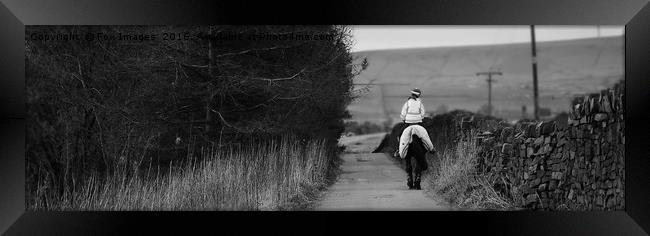 Horse rider on the lane Framed Print by Derrick Fox Lomax