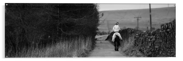 Horse rider on the lane Acrylic by Derrick Fox Lomax