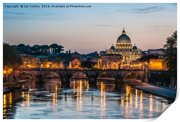 Tiber Sunset, Rome Print by Ian Collins