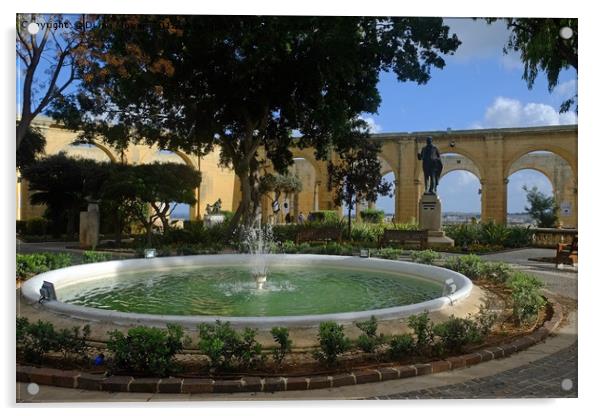 Upper Barrakka Gardens, Valletta. Acrylic by Diana Mower