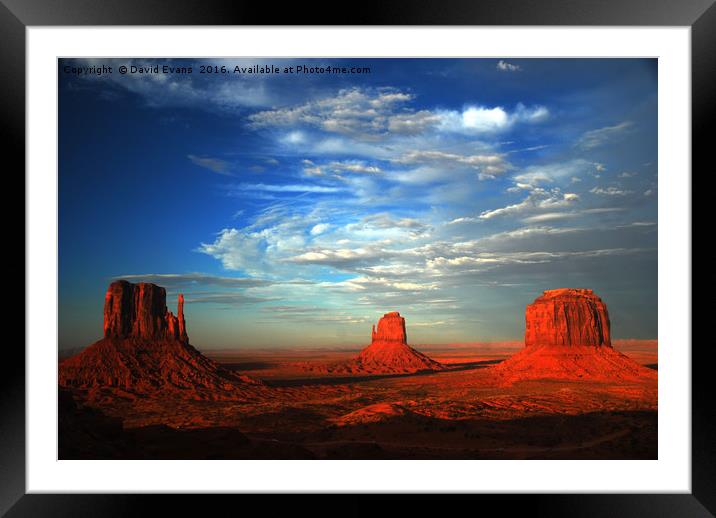 Sunset over Monument Valley Framed Mounted Print by David Evans