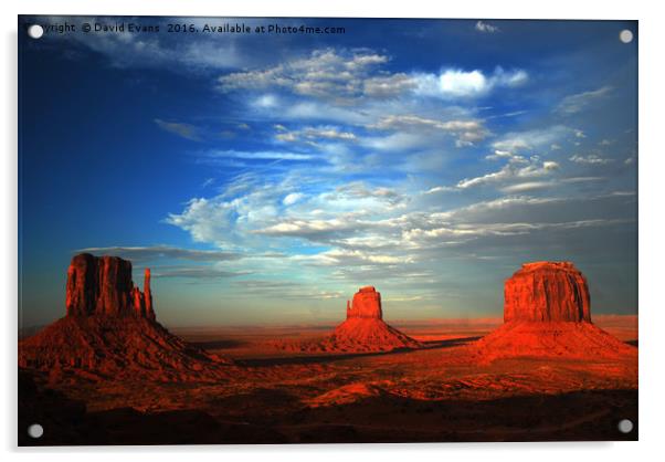 Sunset over Monument Valley Acrylic by David Evans