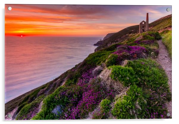 Wheal Coates Sunset Acrylic by Michael Brookes