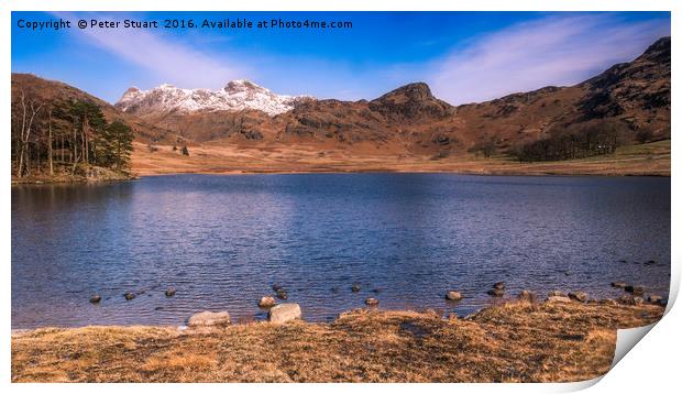 Blea Tarn and the Langdale Pikes Print by Peter Stuart