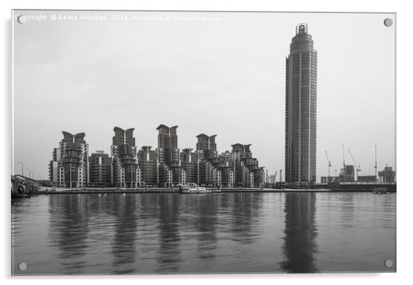 St George Wharf, London Acrylic by Beata Aldridge