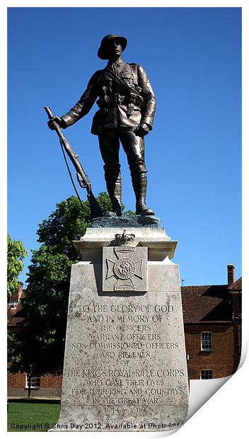Kings Royal Rifle Corps Memorial in Winchester Print by Chris Day