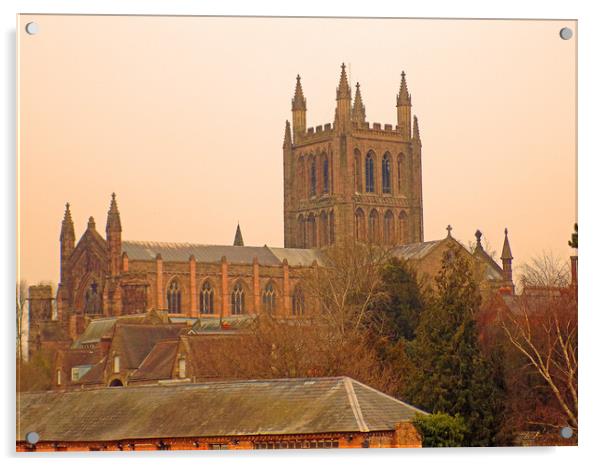 hereford cathedral Acrylic by paul ratcliffe