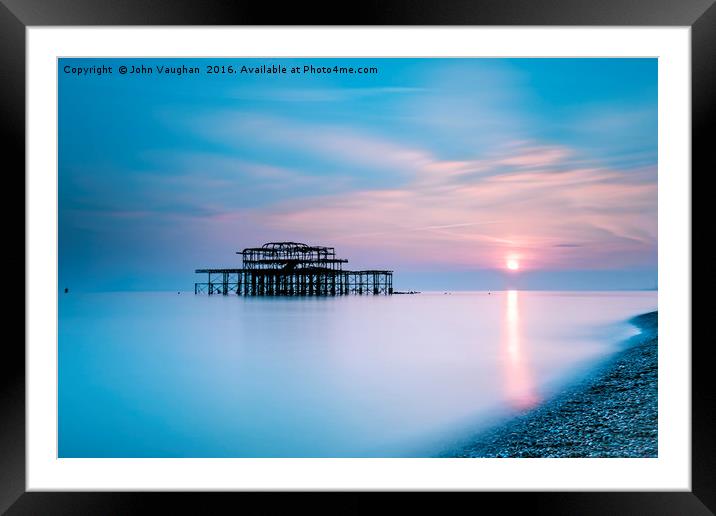 Sunset at Brighton West Pier Framed Mounted Print by John Vaughan