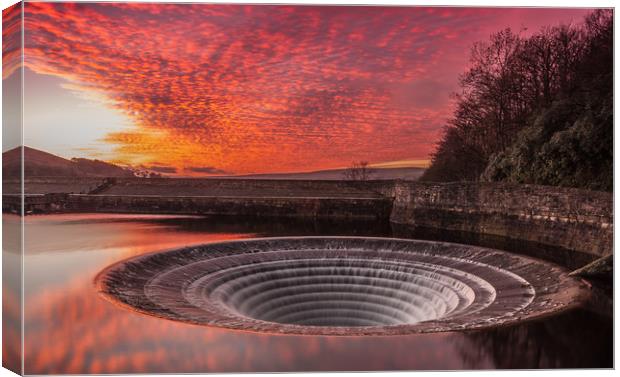 Ladybower Bellmouth Canvas Print by Paul Andrews