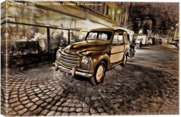 Romantic Evening in Trastevere Roma Canvas Print by Andy Anderson
