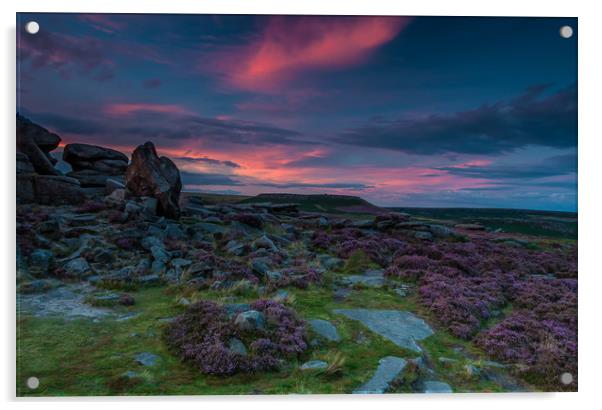 Higger Tor Sunset Acrylic by Paul Andrews